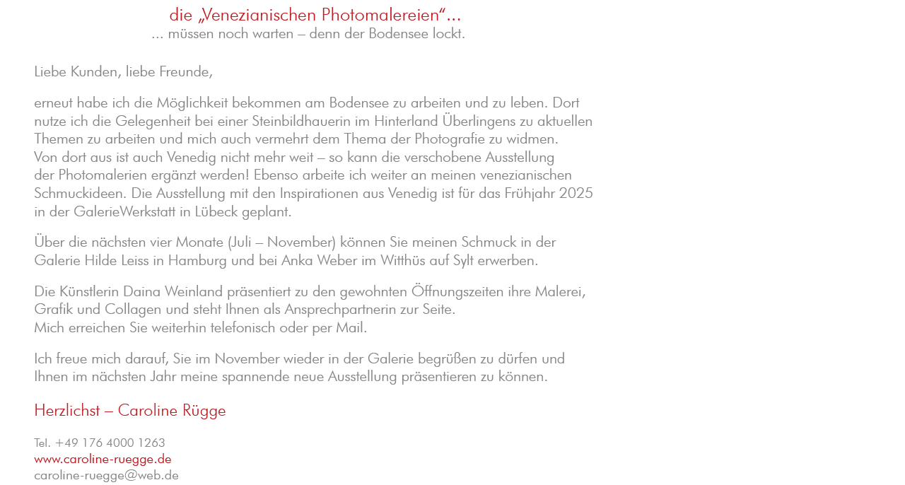 Galeriewerkstatt Rügge - Aktuelles